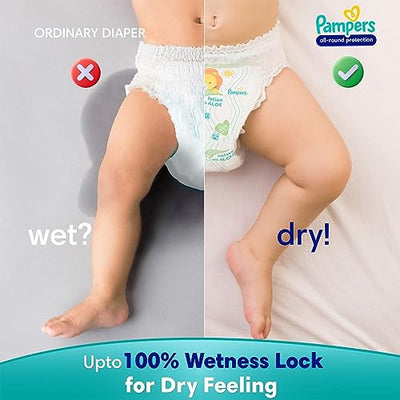 Pampers All round Protection Pants Style Baby Diapers, Medium (M) Size, 76 Count, Anti Rash Blanket, Lotion with Aloe Vera, 7-12kg Diapers