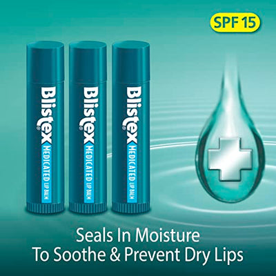 Blistex Medicated Lip Balm SPF 15, 3 Count