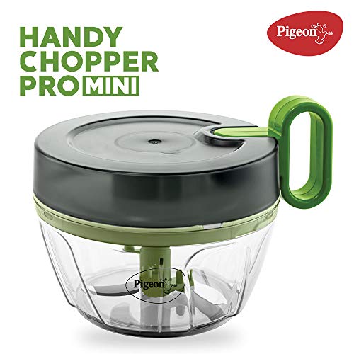 Pigeon 14515 Plastic Mini Handy Pro and Compact Chopper with 3 Blades (400 ml, Grey)