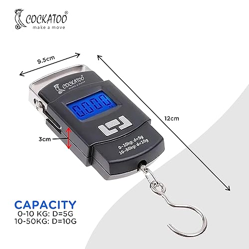Cockatoo Luggage-Guard Luggage Weighing Scale With Led Screen, Electronic Portable Fishing Hook Type Weighing Scale, Limit-Upto 50 Kg