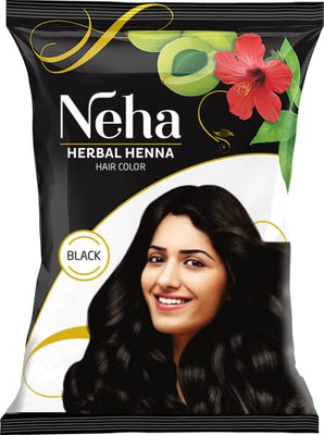 10x Neha Herbals Henna Colour - Black - 150g each Pack of 10)