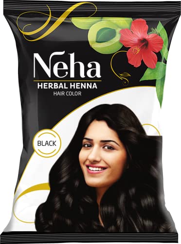 10x Neha Herbals Henna Colour - Black - 150g each Pack of 10)