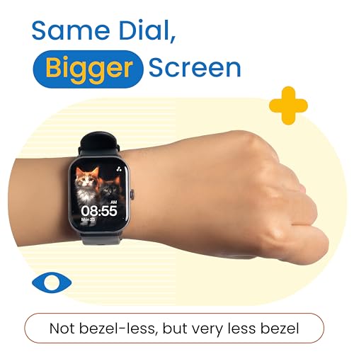 Ambrane 2.01" AMOLED Display, Bluetooth Calling SmartWatch, 1000 NITS Brightness, Functional Crown, 60Hz Refresh Rate, 100+ Sports Mode with IP68, Sp02 Tracking, 100+ Watch Faces (Glaze+, Black)