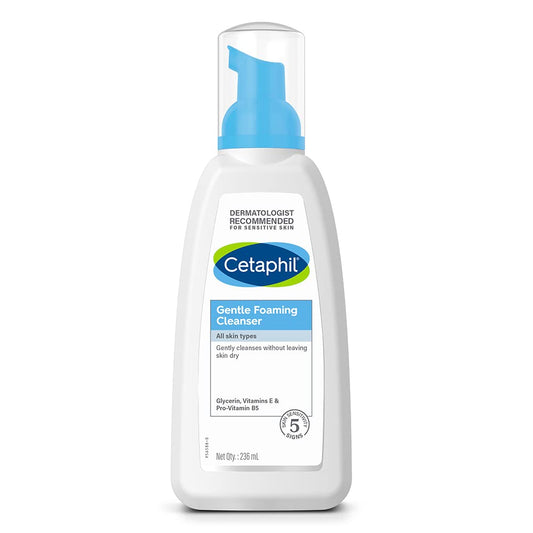 Face Wash by Cetaphil,Gentle Foaming Cleanser for All Skin Types - 236 ml| Foaming Face Wash with Vitamin E, B5| Dermatologist Recommended| Paraben, Sulphate Free