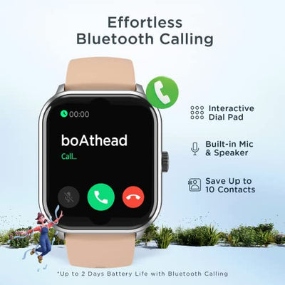 boAt Wave Edge Smart Watch with 1.85" HD Display, Advanced Bluetooth Calling Chip, Functional Crown, 100+ Sports Modes,Widget Control,AI Voice Assistance,Inbuilt Games, IP68(Beige)