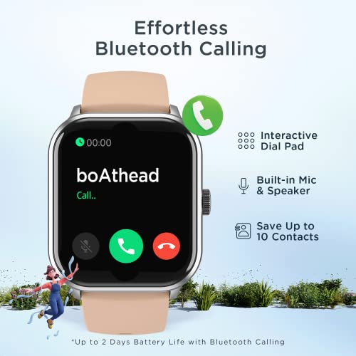 boAt Wave Edge Smart Watch with 1.85" HD Display, Advanced Bluetooth Calling Chip, Functional Crown, 100+ Sports Modes,Widget Control,AI Voice Assistance,Inbuilt Games, IP68(Beige)