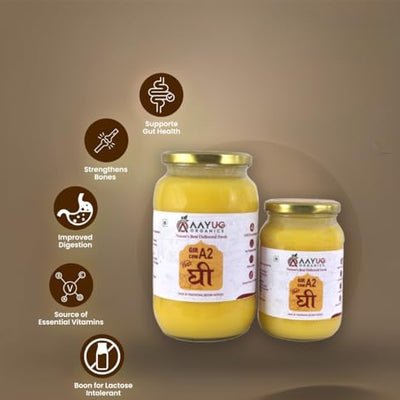 A2 Gir Cow Ghee (1 litre) | Traditional Bilona Method A2 Cow Ghee | Grassfed, Pure and Healthy Gir Cow Ghee (Glass Bottle - 1 litre)