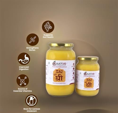 A2 Gir Cow Ghee (1 litre) | Traditional Bilona Method A2 Cow Ghee | Grassfed, Pure and Healthy Gir Cow Ghee (Glass Bottle - 1 litre)