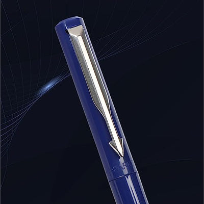 Parker Vector Standard Calligraphy Chrome Trim Fountain Pen - Blue Ink, Pack Of 1