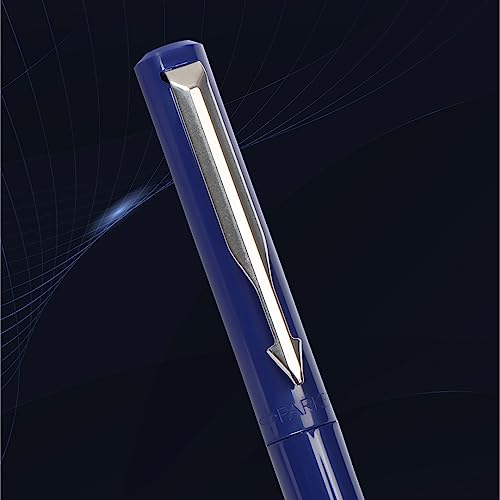 Parker Vector Standard Calligraphy Chrome Trim Fountain Pen - Blue Ink, Pack Of 1