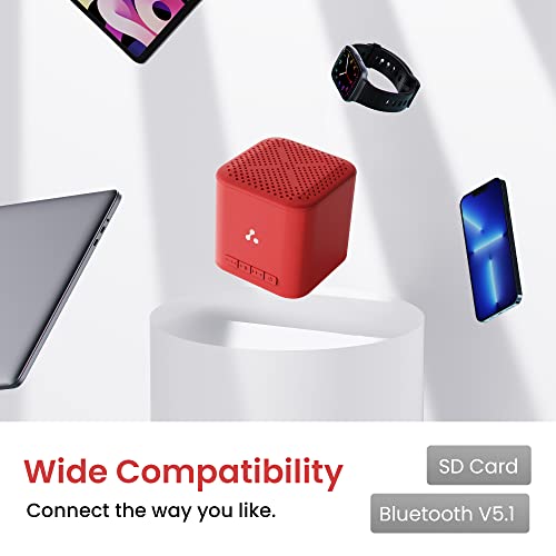 Ambrane 5W Wireless Bluetooth Mini Speaker with 12Hrs Playtime, Immersive Sound, 40mm Driver, Bluetooth V5.1 Strong Connectivity, Portable Design, Integrated Music & Call Control (Cube +, Red)