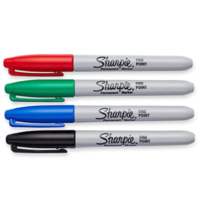 Sharpie Fine Tip Permanent Marker, Assorted, 4 Markers