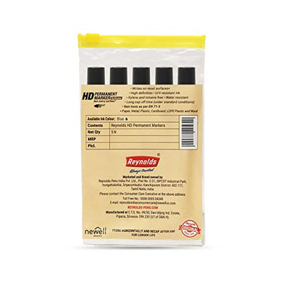 Reynolds HD permanent marker - Black Ink, Pack of 5