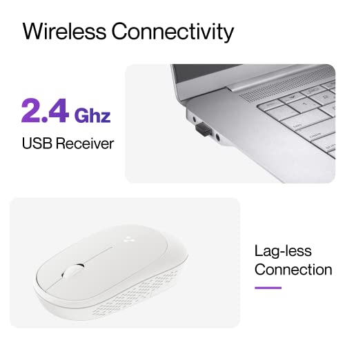 Ambrane SliQ Wireless Optical Mouse with 2.4GHz, USB Nano Dongle, 3 Keys with Silent Clicks, 1200 DPI, Comfortable Grip (Grey)
