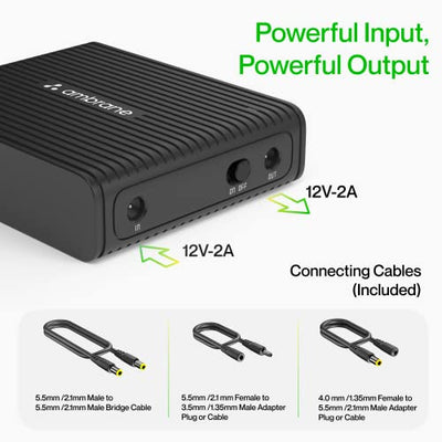 Ambrane Mini UPS for 12V WiFi Router Broadband Modem, Backup Upto 5 Hours, WiFi Router UPS Power Backup During Power Cuts, Ups for Router up to 2A, Portable ups(Powervolt, Black)