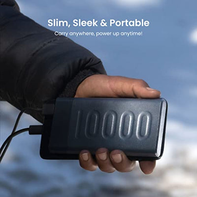 Ambrane 10000mAh Slim Power Bank, 20W Fast Charging, Dual Output, Type C PD (Input & Output), Quick Charge, Li-Polymer, Multi-Layer Protection for iPhone, Anrdoid & Other Devices (Stylo 10K, Green)