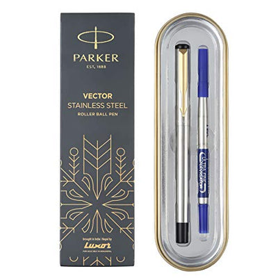Parker Moments Vector Gold Trim Roller Ball Pen - Blue Ink, Pack Of 1