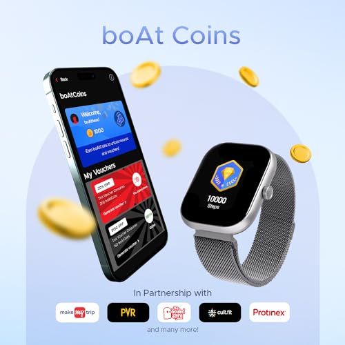 boAt Wave Sigma Smartwatch with 2.01" HD Display,Bluetooth Calling, Coins, DIY Watch Face Studio, 700+ Active Modes, HR&SpO2 Monitoring, Energy and Sleep Scores,IP67(Silver Metal)