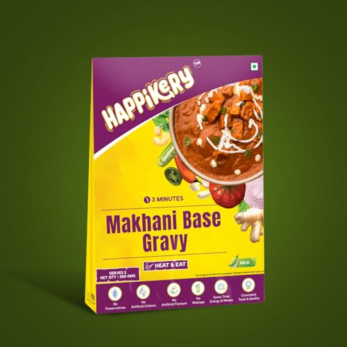 Happikery Makhani All-Purpose Masala Gravy Base 1kg (Veg Mix, Upto 5-7 Servings)| Ready to Cook Gravy Paste with Blended Spices| No Preservatives or Artificial Colors| Indian and Mughlai Delicacies | Ready in 3 min