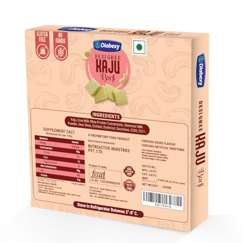 Diabexy Desi Ghee Sugar Free Kaju Barfi - 200g
