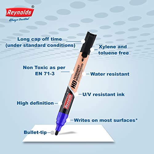Reynolds Stationary Set - 2, 6gm Gluestick/ 2 Correction Pen / 2 HD PM Black Ink/ 2 HD PM Blue, Pack of 8