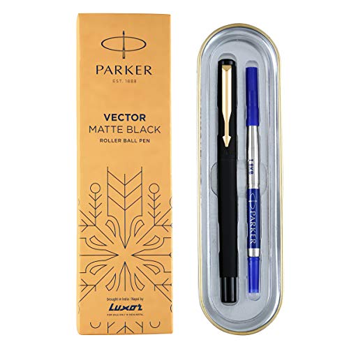 Parker Moments Vector Gold Trim Roller Ball Pen - Blue Ink, Pack Of 1