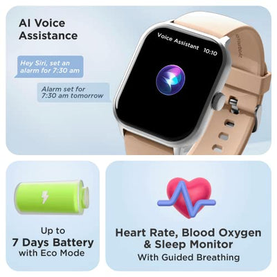 boAt Wave Edge Smart Watch with 1.85" HD Display, Advanced Bluetooth Calling Chip, Functional Crown, 100+ Sports Modes,Widget Control,AI Voice Assistance,Inbuilt Games, IP68(Beige)