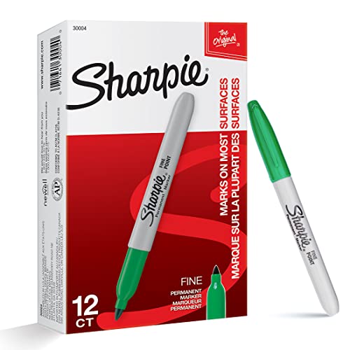 Sharpie Fine Permanent Marker, Green, 12 Markers