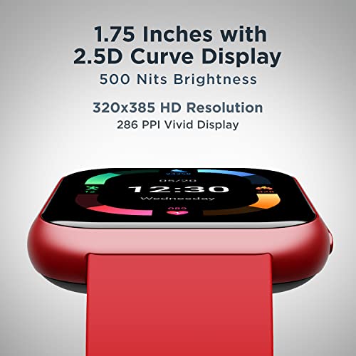 boAt Blaze Smart Watch with 1.75” HD Display, Fast Charge, Apollo 3 Blue Plus Processor, 24x7 Heart Rate & SpO2 Monitor, Multiple Watch Faces, Multiple Sports Modes & 7 Days Battery Life(Raging Red)