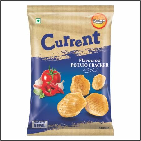 CURRENT Potato Chips Cracker – Crunchy & Flavorful Snack 50g | Made With Garlic, Chili, Tomato & Spices | Crispy Potato Flakes & Vegetable Oil | Suitable for Vegetarians | Ready to Eat