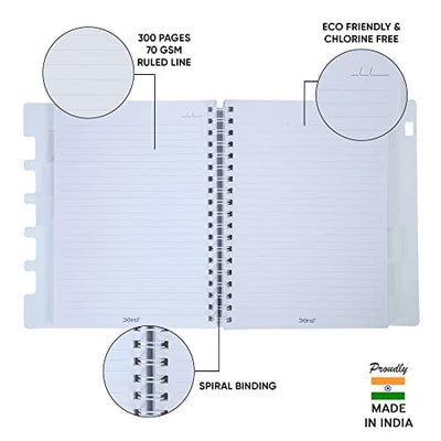Doms 5 Subject IQ Executive Series Notebook | Ruled | 70GSM | 300 Pages | 25.0 x 17.8 cm | Pack of 1 | For School, College and Office Use