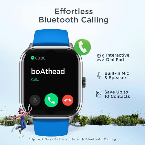 boAt Wave Edge Smart Watch with 1.85" HD Display, Advanced Bluetooth Calling Chip, Functional Crown, 100+ Sports Modes,Widget Control,AI Voice Assistance,Inbuilt Games, IP68(Deep Blue)
