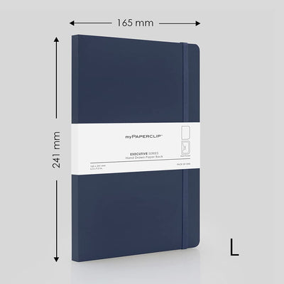 Mypaperclip Executive Series Notebook, Large (165 X 241 Mm, 6.5 X 9.5 In.) Plain, Esx192L-P Blue