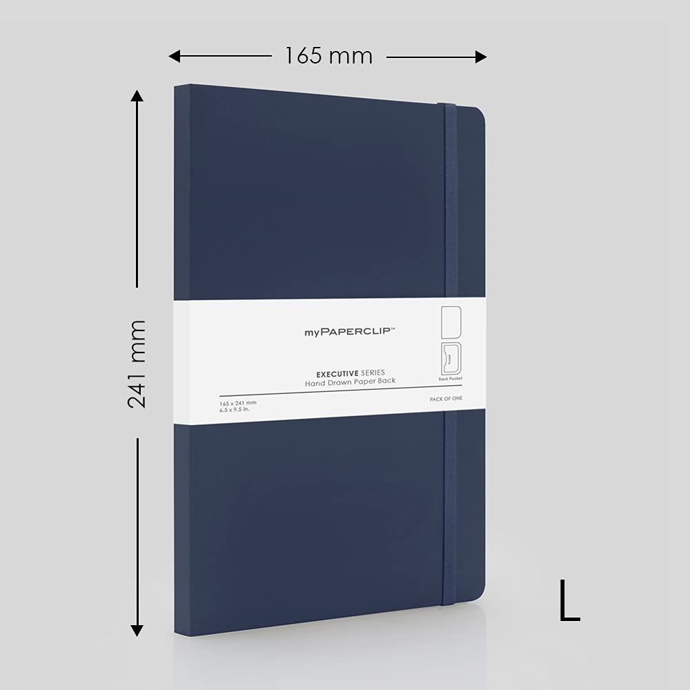 Mypaperclip Executive Series Notebook, Large (165 X 241 Mm, 6.5 X 9.5 In.) Plain, Esx192L-P Blue