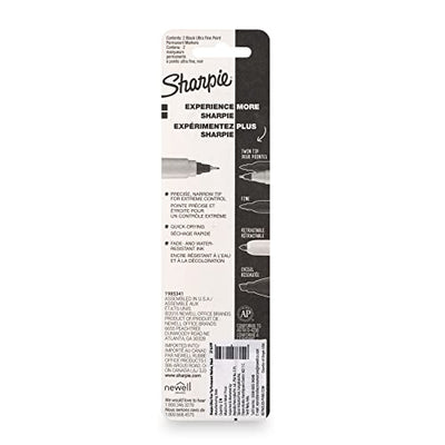 Sharpie Ultra Fine Tip Permanent Marker, Black, 2 Markers