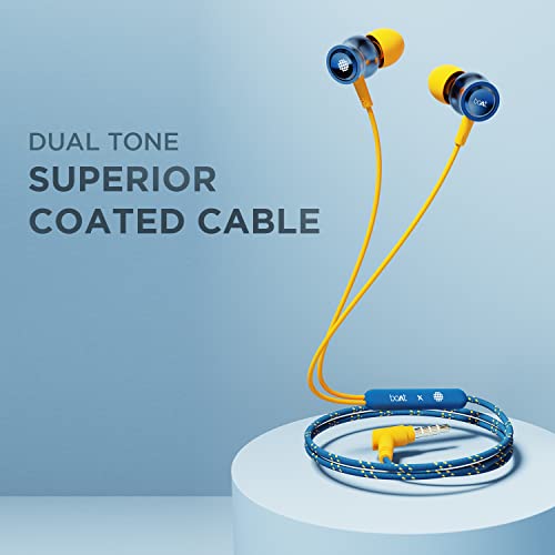 boAt Bassheads 152 Sunburn Edition in Ear Wired Earphones with Mic(Jazzy Blue)