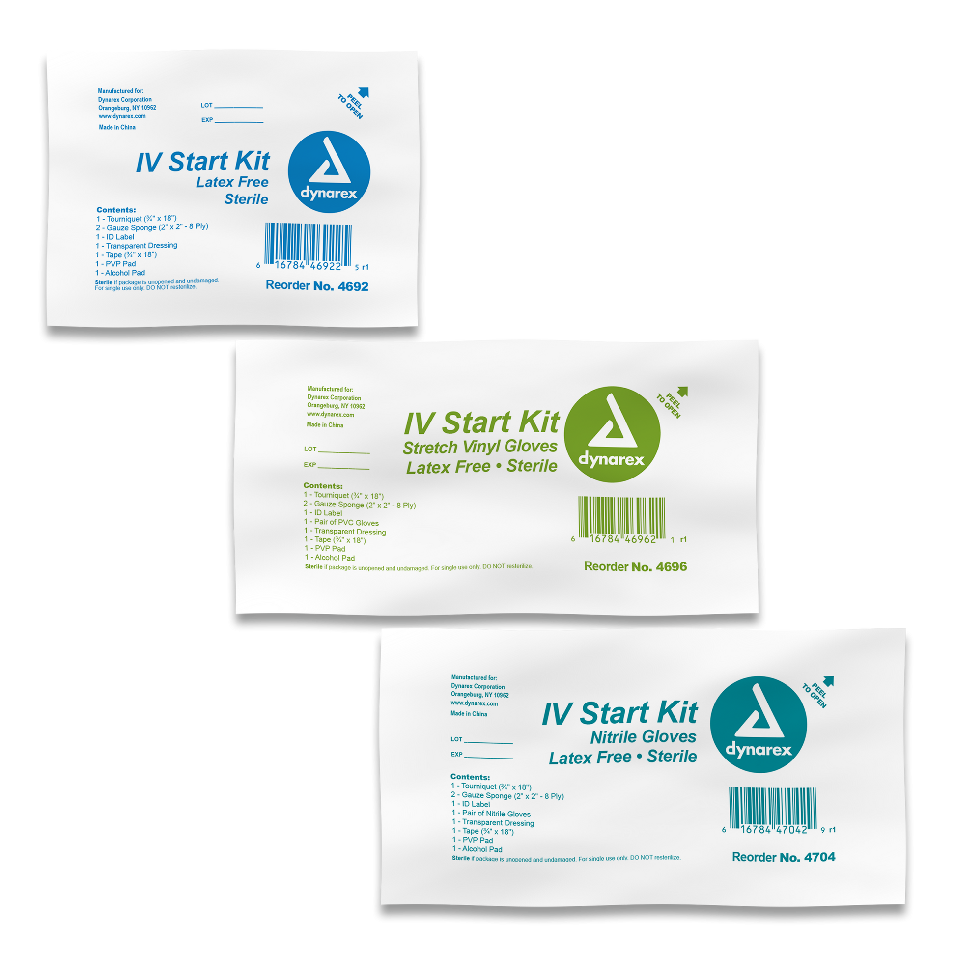 IV Start Kit with Tegaderm, Tourniquet, Tape & Prep Pads, Sterile by Dynarex