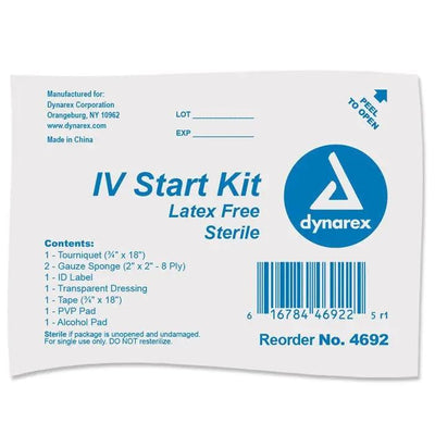IV Start Kit with Transparent Dressing, Tourniquet, Tape & Prep Pads