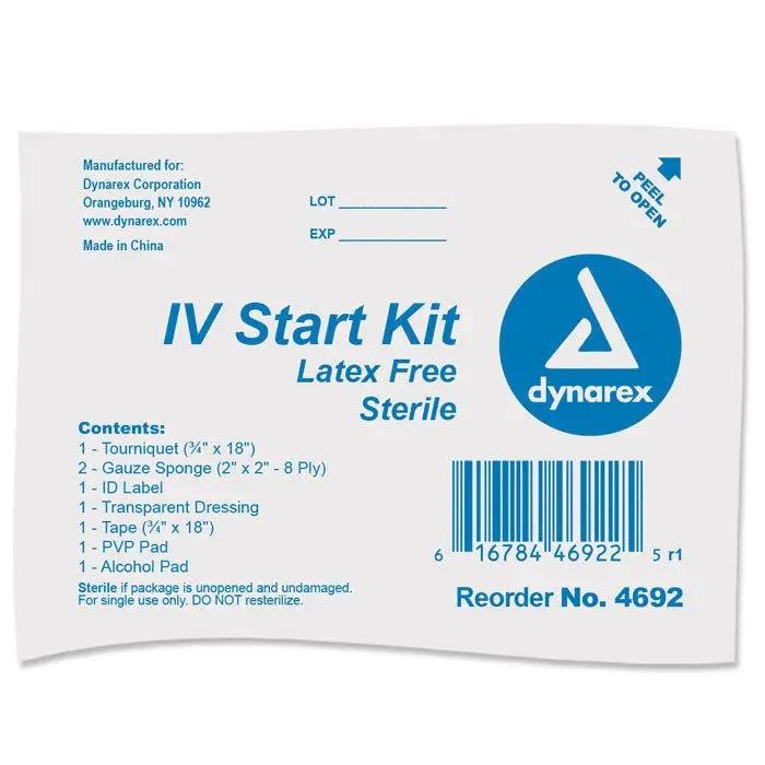 IV Start Kit with Transparent Dressing, Tourniquet, Tape & Prep Pads