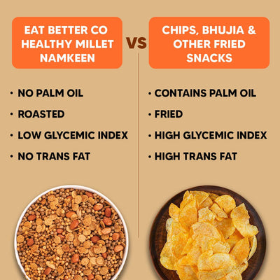 Eat Better Co Millet Namkeen - Chilli Garlic - 4 Packets (4 x 100 grams) - 400 gms
