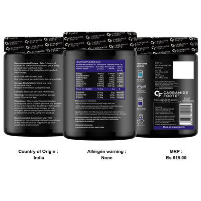 Carbamide Forte BCAA Powder 5000mg | BCAA Supplement For Women & Men Muscle Growth | BCAA Pre Workout & BCAA Intra Workout Supplement For Muscle Recovery| BCAA BlueBerry Flavour - 210g Powder