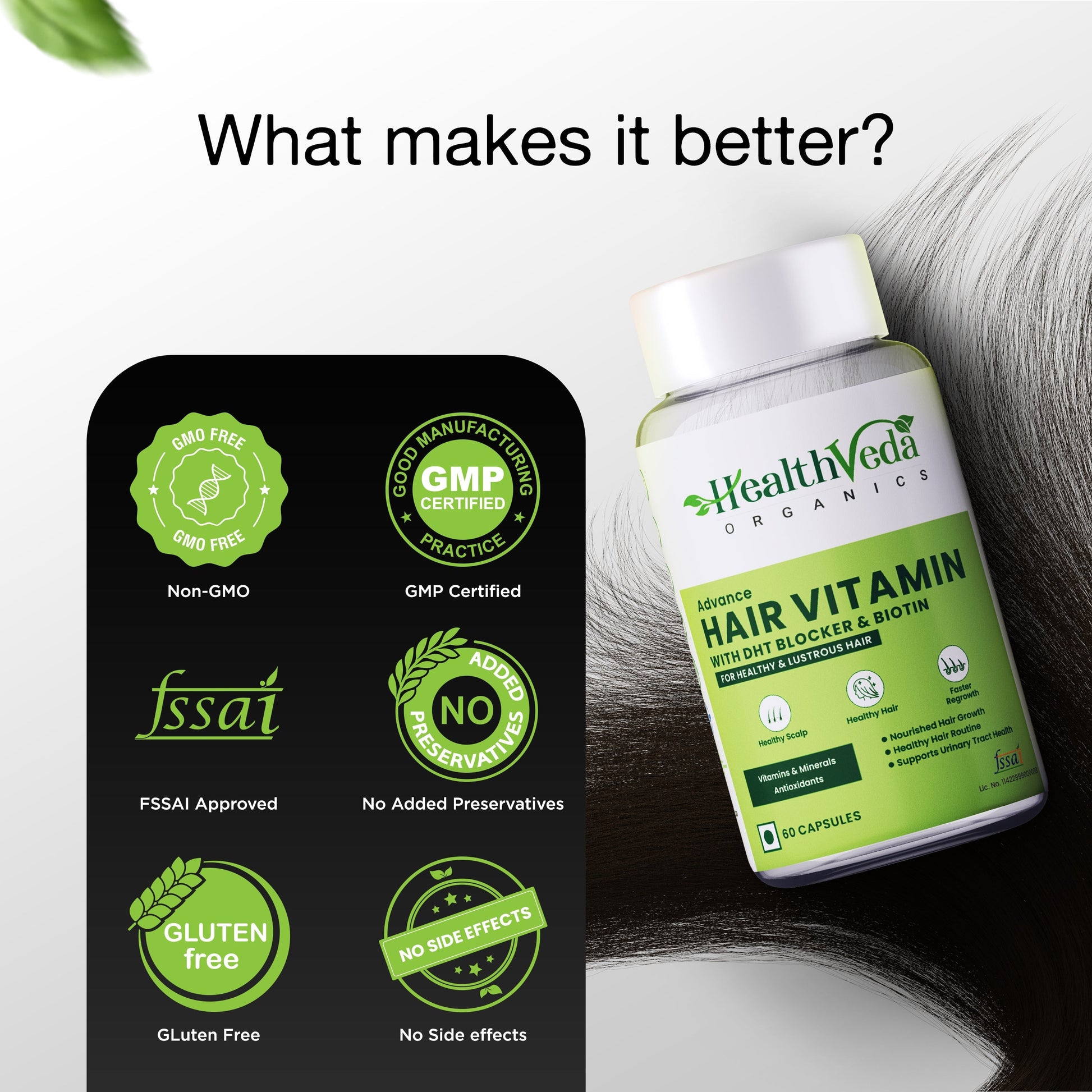 Health Veda Organics Advance Hair Vitamin with DHT Blocker & Biotin Capsules