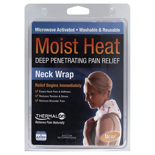 ThermalOn Natural Moist Heat Pad Neck Wrap, Microwave Activated Washable, Reusable
