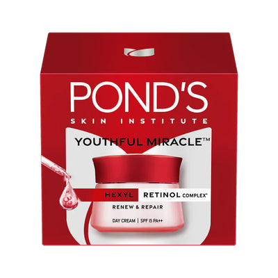 Pond's Youthful Miracle Hexyl Retinol Complex, Renew & Repair Day Cream 50g SPF 15 PA++ - 50 gms