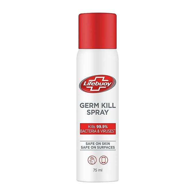 10x Lifebuoy Antibacterial Germ Kill Sanitizer Spray (No Gas) – Safe On Skin, Safe On Surfaces, Pack of 10 - 75ml each