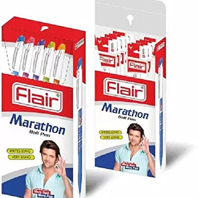 Flair 0.7 mm Marathon 10 Pcs Ball Pen - Blue Ink