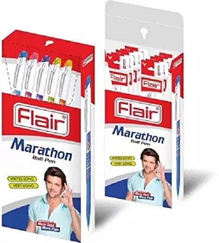 Flair 0.7 mm Marathon 10 Pcs Ball Pen - Blue Ink