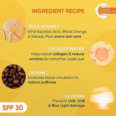 Dot & Key Vitamin C + E Super Bright Under Eye Cream | Fades Dark Circles & Pigmentation | Boosts Collages & Skin Firmness | For Glowing Even Toned Skin | Reduces Puffiness | For All Skin Types | 20ml