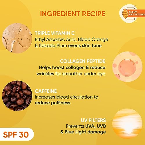Dot & Key Vitamin C + E Super Bright Under Eye Cream | Fades Dark Circles & Pigmentation | Boosts Collages & Skin Firmness | For Glowing Even Toned Skin | Reduces Puffiness | For All Skin Types | 20ml