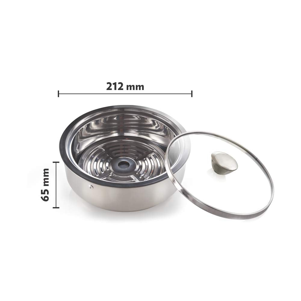 Borosil Stainless Steel Insulated Roti Server, 2.5 litres, Silver